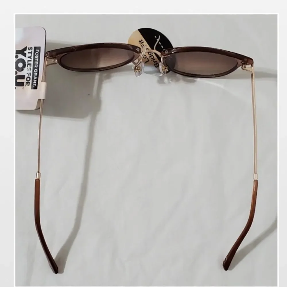 New Foster Grant Sunglasses Womens Tortoise Cat Eyes Polarized Brown Tinted Gold